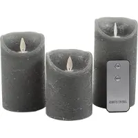 Annas collection Led kaars 7,5 x 10 cm, 12,5 cm, 15 cm | Grijs | Bewegende vlam | 3 stuks