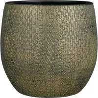 Mica Decorations Bloempot Madeira - 32x32x32 cm - Terracotta - Groen
