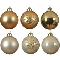 Décoris Kerstballenset glas mix Ø8cm goud goud Glas Kersthanger
