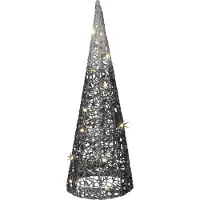 Countryfield LED kerstboom kegel - H40 cm - zilver - metaal - kerstverlichting figuur