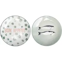 Gusta Bord Sardientjes Wit / Groen D 16,5 H 2,8 Cm 2 Stuks