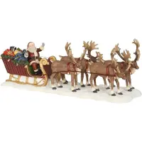 Luville Kerstfiguur kerstman met rendier slee 21x6,5x8 cm