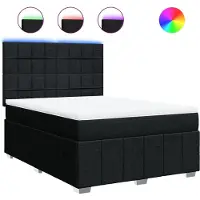 vidaXL Boxspring met matras stof zwart 140x200 cm