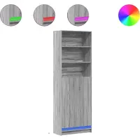 vidaXL Hoge kast met LED 69x32,5x200 cm bewerkt hout grijs sonoma
