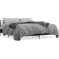 vidaXL Bedframe bewerkt hout metaal zwart 200x200 cm