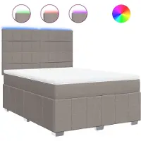 vidaXL Boxspring met matras stof taupe 140x200 cm
