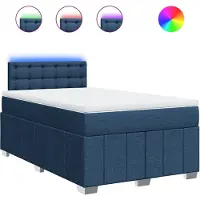 vidaXL Boxspring met matras stof blauw 120x200 cm