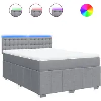 vidaXL Boxspringbed met matras, lichtgrijs, 140x190 cm, gestoffeerd