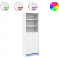vidaXL Hoge kast met LED 69x32,5x200 cm bewerkt hout wit