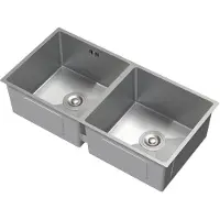 ML-Design Inbouwspoelbak met dubbele spoelbak Zilver Spoelbak met roestvrijstalen afvoer en overloopset ML design