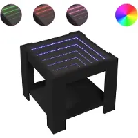 vidaXL Salontafel met LED 53x53x45 cm bewerkt hout zwart