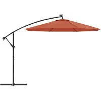 vidaXL Zweefparasol met LED-verlichting en stalen paal terracottakleur
