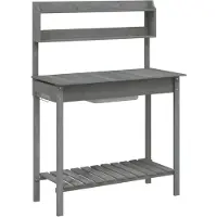 vidaXL Oppottafel met spoelbak 147,5x44x139,5 cm vurenhout grijs