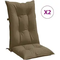 vidaXL Stoelkussens 2 st hoge rug 120x50x7 cm stof gemêleerd taupe