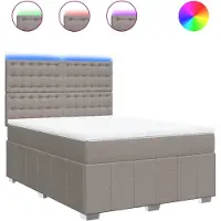 vidaXL Boxspring met matras stof taupe 140x190 cm