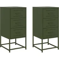 vidaXL Nachtkastjes 2 st 36x39x78 cm staal olijfgroen