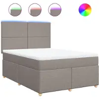 vidaXL Boxspring met matras stof taupe 140x190 cm