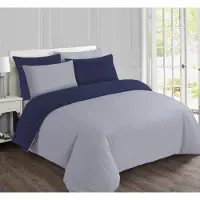 Vision Home VISION Flanel - Tweezijdig omkeerbaar Dekbedovertrekset - 100% katoen flanel: warm en zacht - Eenpersoons - Dekbedovertrek 140 x 200 cm met 1 bijhorende sloop - Grijs / Blauw - Oekotex gecertificeerd