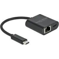DeLOCK USB Type-C Adapter to Gigabit LAN 10/100/1000 Mbps with Power Delivery port black