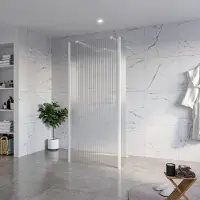 FortiFura Galeria Vrijstaande Inloopdouche - 90x200cm - Helder geribbeld - antikalk - 8mm veiligheidsglas - 2 zijwanden 40cm - wandsteunen en hoekprofielen - Wit mat SW927768 2x/SW797951/SW797948