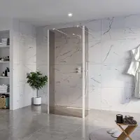 FortiFura Galeria Vrijstaande Inloopdouche - 90x200cm - Rookglas - antikalk - 8mm veiligheidsglas - 2 zijwanden 30cm - wandsteunen en hoekprofielen - Wit mat SW927768 2x/SW797938/SW797930 2x/SW541264