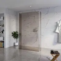 FortiFura Galeria Vrijstaande Inloopdouche - 120x200cm - Rookglas - antikalk - 8mm veiligheidsglas - 2 zijwanden 40cm - wandsteunen en hoekprofielen - Chroom SW927766 2x/SW797944/SW797934 2x/SW358024