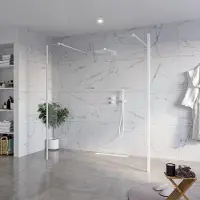 FortiFura Galeria Vrijstaande Inloopdouche - 180x200cm - Helder - antikalk - 8mm veiligheidsglas - 2 zijwanden 30cm - wandsteunen en hoekprofielen - Wit mat SW927768 2x/SW797920/SW797909 2x/SW541264