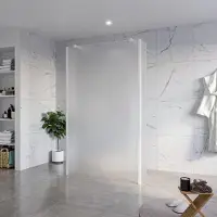 FortiFura Galeria Vrijstaande Inloopdouche - 120x200cm - Glas mat - antikalk - 8mm veiligheidsglas - 2 zijwanden 40cm - wandsteunen en hoekprofielen - Wit mat SW927768 2x/SW797928/SW797921 2x/SW541264