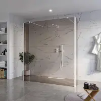 FortiFura Galeria Vrijstaande Inloopdouche - 180x200cm - rookglas - antikalk - 8mm veiligheidsglas - 2 zijwanden 40cm - wandsteunen en hoekprofielen - wit mat SW927768 2x/SW797943/SW797934 2x/SW541264