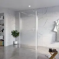 FortiFura Galeria Vrijstaande Inloopdouche - 100x200cm - Helder geribbeld - antikalk - 8mm veiligheidsglas - 2 zijwanden 30cm - wandsteunen en hoekprofielen - Wit mat SW927768 2x/SW797955/SW797945