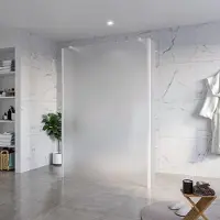 FortiFura Galeria Vrijstaande Inloopdouche - 140x200cm - Glas mat - antikalk - 8mm veiligheidsglas - 2 zijwanden 40cm - wandsteunen en hoekprofielen - Wit mat SW927768 2x/SW797937/SW797921 2x/SW541264