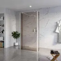 FortiFura Galeria Vrijstaande Inloopdouche - 100x200cm - Rookglas - antikalk - 8mm veiligheidsglas - 2 zijwanden 40cm - wandsteunen en hoekprofielen - Wit mat SW927768 2x/SW797940/SW797934 2x/SW541264
