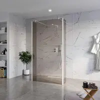 FortiFura Galeria Vrijstaande Inloopdouche - 110x200cm - Rookglas - antikalk - 8mm veiligheidsglas - 2 zijwanden 30cm - wandsteunen en hoekprofielen - Wit mat SW927768 2x/SW915252/SW797930 2x/SW541264