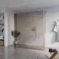 FortiFura Galeria Vrijstaande Inloopdouche - 180x200cm - Rookglas - antikalk - 8mm veiligheidsglas - 2 zijwanden 40cm - wandsteunen en hoekprofielen - Chroom SW927766 2x/SW797943/SW797934 2x/SW358024
