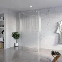 FortiFura Galeria Vrijstaande Inloopdouche - 110x200cm - Helder geribbeld - antikalk - 8mm veiligheidsglas - 2 zijwanden 30cm - wandsteunen en hoekprofielen - Wit mat SW927768 2x/SW915253/SW797945