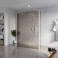 FortiFura Galeria Vrijstaande Inloopdouche - 140x200cm - Rookglas - antikalk - 8mm veiligheidsglas - 2 zijwanden 40cm - wandsteunen en hoekprofielen - Wit mat SW927768 2x/SW797946/SW797934 2x/SW541264