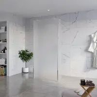 FortiFura Galeria Vrijstaande Inloopdouche - 90x200cm - Glas mat - antikalk - 8mm veiligheidsglas - 2 zijwanden 30cm - wandsteunen en hoekprofielen - Chroom SW927766 2x/SW797929/SW797931 2x/SW358024