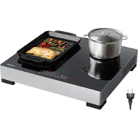 Kitchenbrothers Inductie Kookplaat - Vrijstaande Inductieplaat - 60 cm - 4 Zones - 1x Flexzone - 1 Fase - Tot 3500W - Zilver/RVS