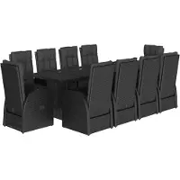 vidaXL 11-delige Tuinset met kussens poly rattan zwart