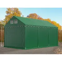TOOLPORT Opslagtent 3x6 m met ritssluitingen - 2,6m zijwandhoogte, PVC 800, met grondframe, donkergroen, zonder statica (zekerheidspluspakket)