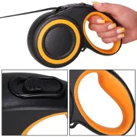 Springos Hondenriem - Hondenlijn - Looplijn - Automatisch - Zwart/Oranje - 50 M - Tot 50 Kg