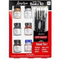 Angelus Basis Metallic Set voor leer verven - 5 kleuren 29,5ml - 5 penselen