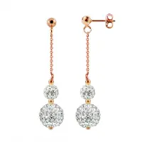 Diadema Duo Earrings Duo Crystal Black Silver 925 Roze Vergulde - Pure Crystal