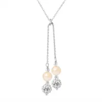 Diadema Ketting ketting duo verse verse watercultuur kralen 6-7 mm rozen, preciosa kristal en zilver 925