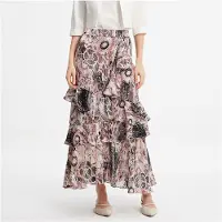 Smart & Joy Lange chiffon rok met ruches bloemenprint
