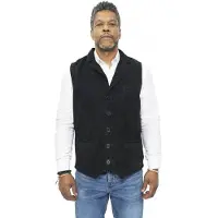 Infinity Leather Heren klassiek glad geit suède leren vest-Exeter