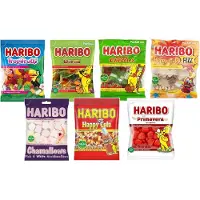 Haribo Mixpakket Halal Snoep (Cola, Zure Cola, Kers, Wormpjes, Tropifrutti, Aardbei, Marshmallows) (7 soorten) (650Gr)