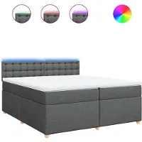 vidaXL Boxspring met matras stof donkergrijs 200x200 cm