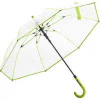 FARE Pure 7112 transparante paraplu met automatische opening limegroen - groen - doorzichtig - extra stevig - flexibel frame
