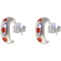 Behave – Oorbellen – 925 Sterling Zilveren Kleine Oorring met Oranje Kristal steentjes